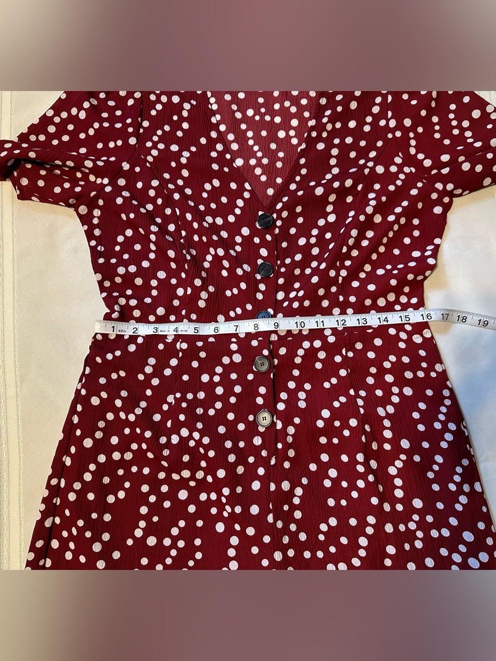Hayden Los Angeles V-Neck Burgundy Polka Dot Button-Front Jumpsuit - Picture 8 of 16